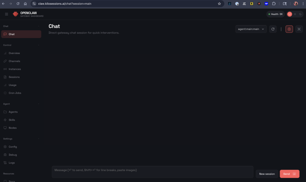رابط کاربری وب OpenClaw